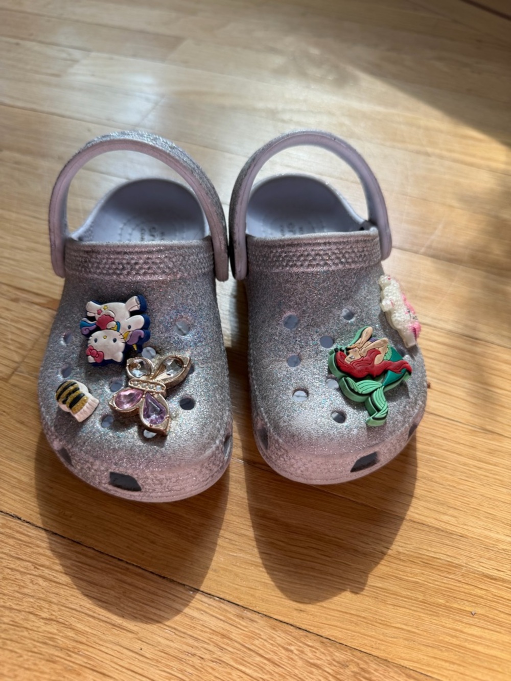 Crocs sandals, purple glitter toddler size 8c